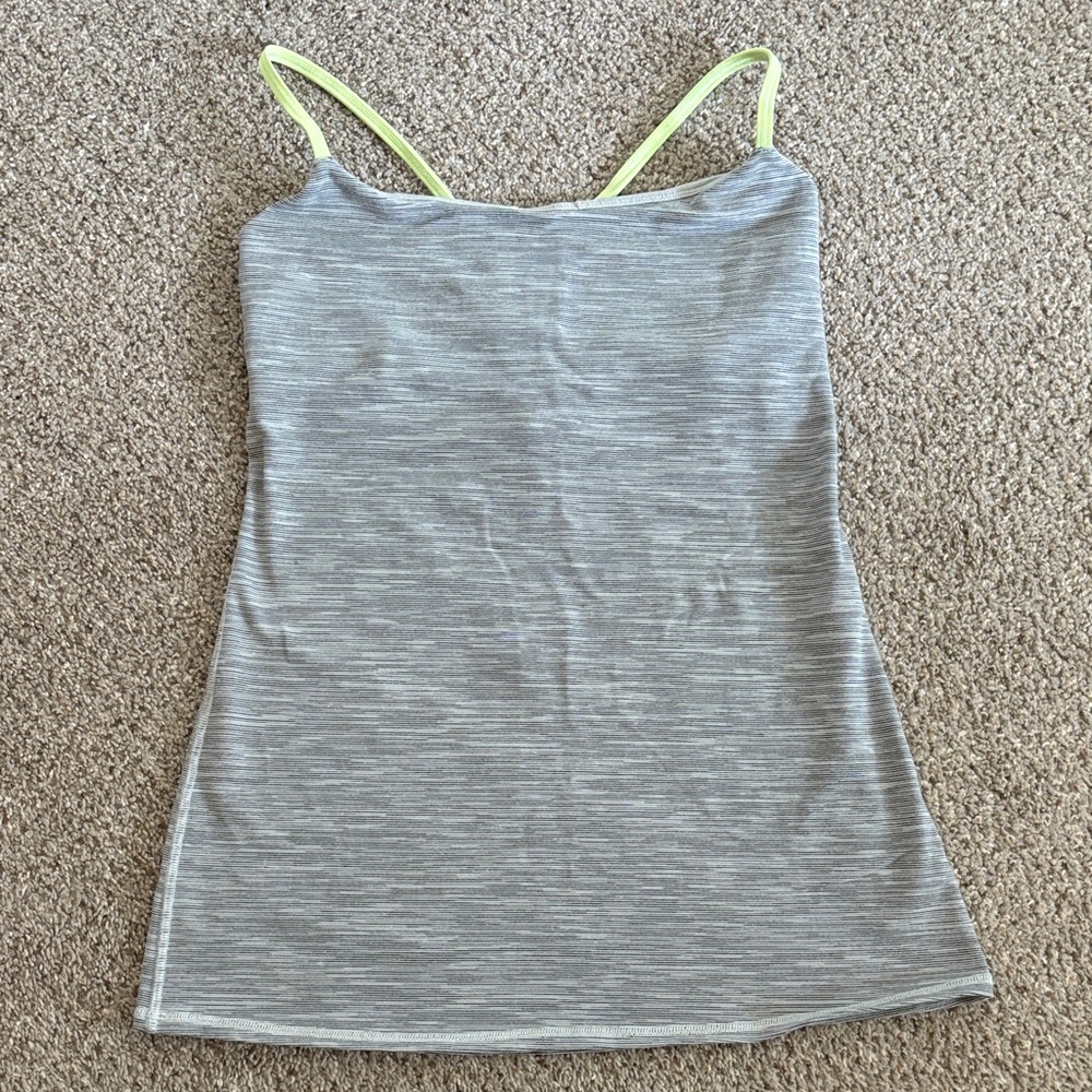Gray Lululemon Women's Tank Top with Neon Straps